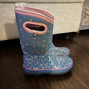 Bogs Kids' Blue Patterned Rain Boots